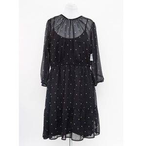 Old Navy- Star Print Black Chiffon Dress